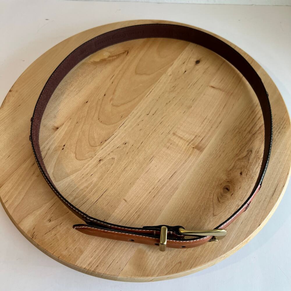 Fossil Tan Genuine Leather Patchwork Solid Brass Buckle Belt Size XL - Picture 5 of 11